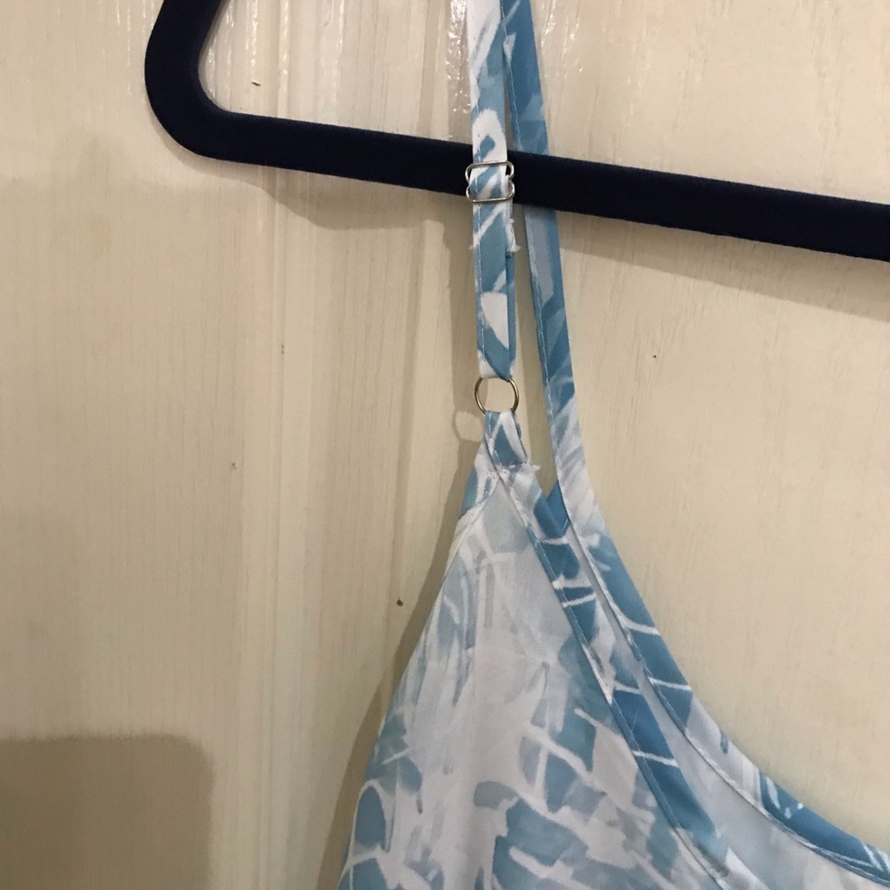 Blue and white print maxi dress, adjustable straps - Picture 3 of 5